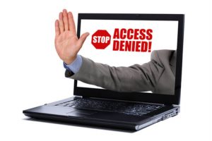 Stop gesture through a laptop screen for internet censorship and access denied