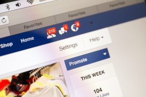 Facebook business page closeup with notifications