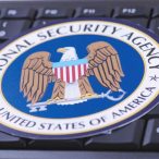 National Security Agency NSA seal on keyboard