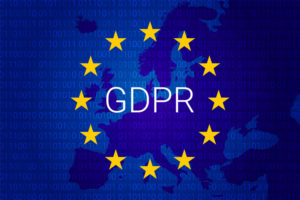 GDPR - General Data Protection Regulation. EU map and flag. Vector illustration