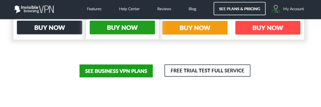 company’s website, Free Trial Test Full Service button 